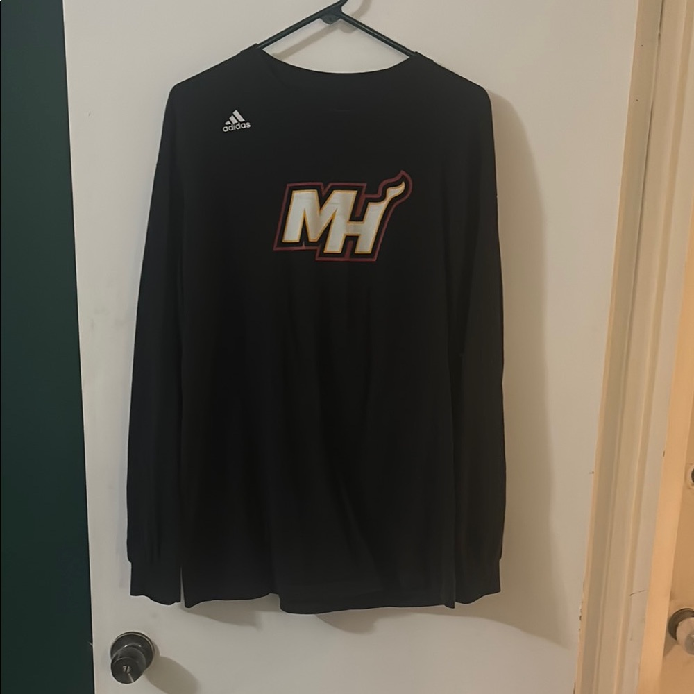 Adidas Black Long Sleeve Miami Heat Chris Bosh Shirt